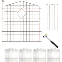 Relaxdays Teichzaun, 5 Zaunelemente, HxB: je 78x75 cm, Garten, Begrenzungszaun Oberbogen, zum Stecken, Metall, braun