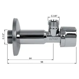 ARCOCERE Arco Eckventil A-80 lang 1/2"x3/8", Anti-Kalk, Chrom