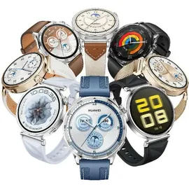 Huawei Watch GT 5 41 mm Silber Fluorelastomer-Armband Hellblau