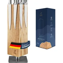 ae aedel AEDEL Design Premium Magnetischer Messerblock Drehbar 360 Grad - Messerhalter Magnetisch aus edlem Eichenholz - Magnet Messerhalter Universal Unbestückt Holz