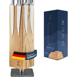 ae aedel AEDEL Design Premium Magnetischer Messerblock Drehbar 360 Grad - Messerhalter Magnetisch aus edlem Eichenholz - Magnet Messerhalter Universal Unbestückt Holz