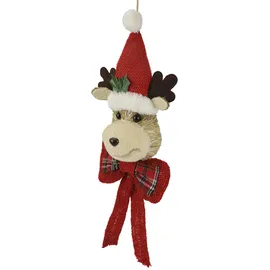 I.GE.A. Dekohänger I.GE.A. "Elch zum Hängen", rot, B:19cm H:42cm, Bast, Dekohänger, Rentier mit Schleife Weihnachten Adventsdekoration Dekofigur