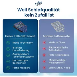 AM Qualitätsmatratzen Tellerlattenrost 7 Zonen Kopf- und Fußteil verstellbar 90 x 190 cm