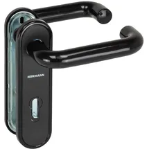 Hörmann FS Drückergarnitur D-110 Kurzschild für BB/PZ schwarz PPN (Feuerschutz-Drückergarnitur für Feuerschutztür/Mehrzwecktür H8-5 / Quadro/MZ) 545970