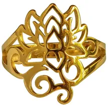 Saraswati Ring "Om Lotus" Edelstahl vergoldet