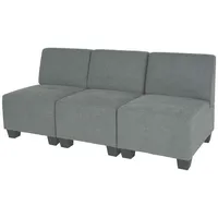 Modular 3-Sitzer Sofa Couch Moncalieri, Stoff/Textil ~ grau, ohne Armlehnen