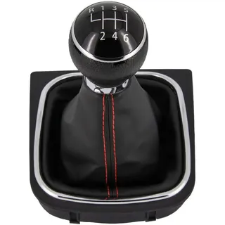 RECAMBO Schalthebel Schaltknauf, Schaltsack, Wahlhebel, Kappe für VW Golf 5 + 6, 2003-2016, Plug & Play, Auto Schalthebel Schaltmanschette, schwarz - chrom schwarz Knauf + Sack 6 Gang
