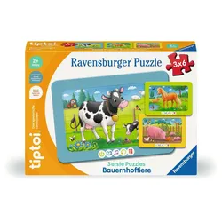 Ravensburger tiptoi Puzzle 00229 - 3 erste Puzzles: Bauernhoftiere, niedliche Rahmenpuzzles für Kinder ab 2 Jahren