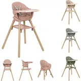 KIKKABOO Kinderhochstuhl Woody 3 in 1 Holzbeine Kinderstuhl Fußstütze Tablett