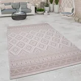 Paco Home Teppich »Vermont 184«, rechteckig, 4 mm Höhe, Flachgewebe, modernes Design mit Rauten, gesteift, Outdoor geeignet beige