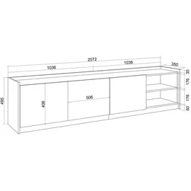 SKRAUT HOME Lowboard 207x37x50 cm Schwarz Holzwerkstoff