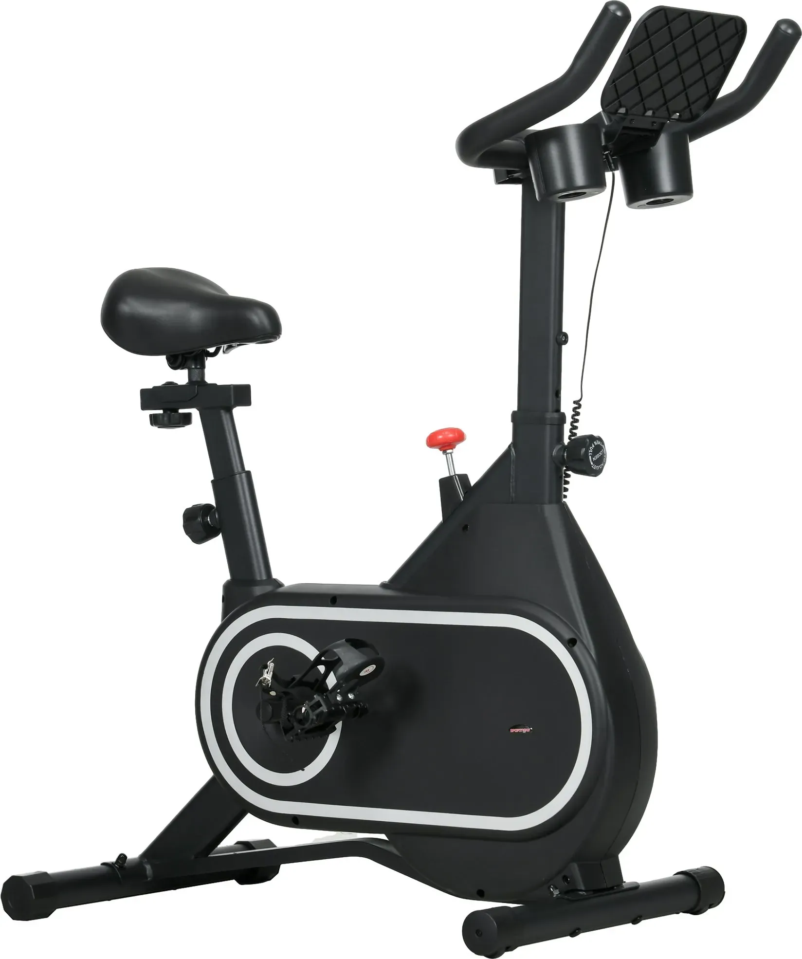 SPORTNOW Heimfahrrad Fitnessbike Indoor-Exercise-Bike mit leisem Schwungrad LCD-Display verstellbarem Lenker und Sitz Tabletthalter Flaschenhalter aus Stahl in Schwarz   Aosom