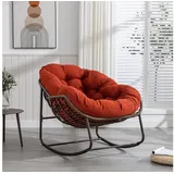 IDEASY Schaukelstuhl Outdoor Rattan Schaukelstuhl Relaxsessel mit Polsterkissen, wetterfest, Synthetische Rattan handgeflochten, Stahlrahmen, ergonomische Sitzform