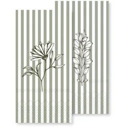 Chic Antique Längliche Serviette mit Streifen & Blumen, L20/B10 cm, verte