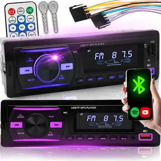 Retoo Autoradio Bluetooth Freisprecheinrichtung Fernbedienung 1 DIN MP3 Player 2 USB Musikspielen Aufladen FM Radio Tuner MP3 AUX RDS MicroSD 4x60W RGB Reto
