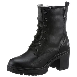 Schnürstiefelette MUSTANG SHOES, Damen, Gr. 41, schwarz, Lederimitat, elegant, Schuhe, mit kräftiger Profilsohle
