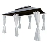 Lex Ersatzdach Pavillon rechteckig 4x3 m wasserabweisend, Farbe:steingrau