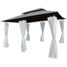Lex Ersatzdach Pavillon rechteckig 4x3 m wasserabweisend, Farbe:steingrau