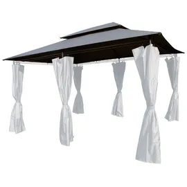Lex Ersatzdach Pavillon rechteckig 4x3 m wasserabweisend, Farbe:steingrau