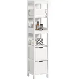 SoBuy - Frg126-w Hochschrank für Bad Badregal mit Fußpolster Badezimmer Badmöbel Weiß