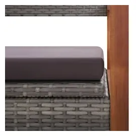vidaXL Bank mit Stauraum 115 cm Poly Rattan Massivholz Akazie Grau
