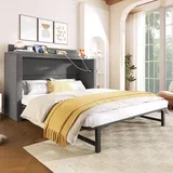 Sweiko Schrankbett, 140 x 200, Mit einer Schublade,Mobiles Schrankbett mit Ablagefach am Bett, mit USB- und Typ-C-Anschlüssen, Umbaubares Plattfor... - Grau