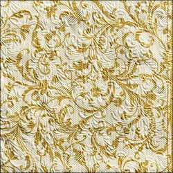 Ambiente 15 Servietten Papier 33x33cm 3-lagig geprägt - Einweg Papierservietten mit Ornament Muster Hochzeit Dinner Gastro Party Hochzeitsservietten Creme Gold