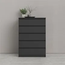 Home Affaire Kommode HOME AFFAIRE "Naia, Aufbewahrung, 5 Schubladen, Matt-Optik, grifflose Front", schwarz, B:77cm H:111,3cm T:50cm, Holzwerkstoff, Sideboards, Kommode, Modern, skandinavisches Design, in mehrere Farben, Hoch