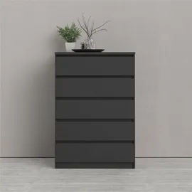 Home Affaire Kommode HOME AFFAIRE "Naia, Aufbewahrung, 5 Schubladen, Matt-Optik, grifflose Front", schwarz, B:77cm H:111,3cm T:50cm, Holzwerkstoff, Sideboards, Kommode, Modern, skandinavisches Design, in mehrere Farben, Hoch