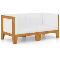 vidaXL 2-Sitzer-Sofa mit Cremeweißen Kissen Akazie Massivholz - Beige