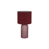 GLOBO Lighting - rot Glas Tischleuchte Wohnzimmerlampe Textil Tischlampe Sofia, Höhe 50 cm