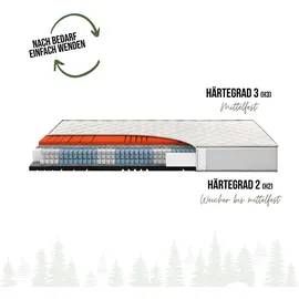 schwarzwaldmarie Rosi 7-Zonen-Taschenfederkern- Matratze mit Wendefunktion und Komforthöhe, Größe: 140 x 200 cm, Härtegrad: Soft – Mittelfest (H2/H3)
