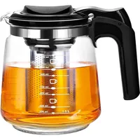T24 Teekanne Glas mit Siebeinsatz Edelstahl – Hitzebeständige Glaskanne 1500ml - Transparent
