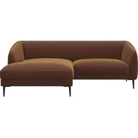 flexlux Ecksofa FLEXLUX "Belle Designsofa, bequem durch Kaltschaum im Sitz", braun (cognac), B:218cm H:74cm T:149cm, 100% Polyester, Sofas, Ecksofa, Skandinavisches Design, In hochwertiger Verarbeitung, B/T 218/149 cm
