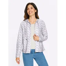 Classic Basics Shirtjacke CLASSIC BASICS "Sweatjacke", Damen, Gr. 56, weiß, hellgrau, bedruckt, 100% Baumwolle, gemustert, mehrfarbig, Shirts Shirtjacke