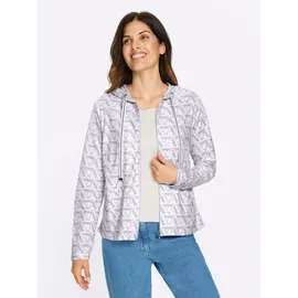 Classic Basics Shirtjacke CLASSIC BASICS "Sweatjacke", Damen, Gr. 56, weiß, hellgrau, bedruckt, 100% Baumwolle, gemustert, mehrfarbig, Shirts Shirtjacke