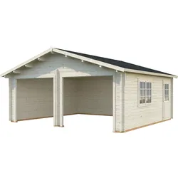 Garage PALMAKO "Roger", beige (naturbelassen), Holzwerkstoff, Garagen, BxTxH: 629x565x310 cm, ohne Tor, naturbelassen