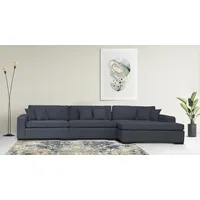 Home Affaire Ottomane HOME AFFAIRE "Skara L-Form", blau (graublau), B:310cm H:86cm T:100cm, 100% Polyester, Sofas, Ottomane, Lounge-Sofa mit Federkernpolsterung, in vielen Bezugsvarianten