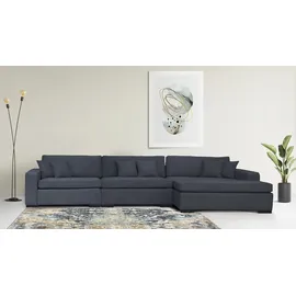 Home Affaire Ottomane HOME AFFAIRE "Skara L-Form", blau (graublau), B:310cm H:86cm T:100cm, 100% Polyester, Sofas, Ottomane, Lounge-Sofa mit Federkernpolsterung, in vielen Bezugsvarianten