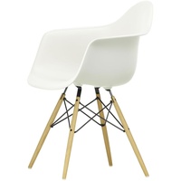 Vitra - Eames Plastic Armchair DAW, Esche honigfarben / weiß (Filzgleiter weiß)