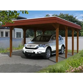 SKANHOLZ Skan Holz Walmdach Carport 3,96 x 5,89 m nussbaum inkl. Pfostenanker