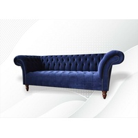 JVmoebel Chesterfield-Sofa Dunkelblauer Chesterfield 3-er luxus Möbel Textilmöbel Neu, Made in Europe blau