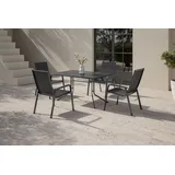 KETTLER Boulevard/Basic Plus Gartenessgruppe, anthrazit, Alu/KETTALUX, Klapptisch 140 x 95 cm, 4 Stapelsessel, kratzfest, witterungsbeständig