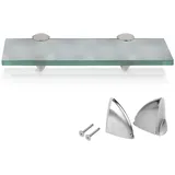 Vingo - swanew Glasregal Wandregale mit Halterung Glasboden Badregal Bad Ablage Glasablage Regal Glas Badablage Glasscheibe Halterung Regale