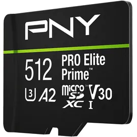 PNY Pro Elite Prime 512 GB, microSDXC 512GB Kit, UHS-I
