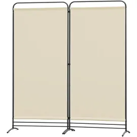 Angel Living Paravent 2 Teilig Klappbar Raumteiler Freistehend Sichtschutzwand Raumteiler Stellwand Trennwand Sichtschutz für Büros, Balkon,Schlafzimmer,Außengarten, 162cm x 180cm Beige