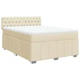 vidaXL Boxspringbett mit Matratze Creme 160x200 cm Stoff