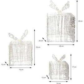 ECD Germany 3er Set LED Geschenkboxen 90 Mikro-LED - Weiß