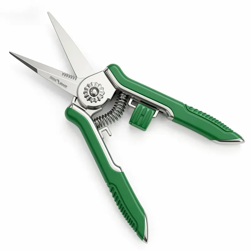 FLORA GUARD Mikrospitze-Gartenschere, 6,5‐Zoll‐Scheren mit Soft‐Touch‐Griff, Edelstahl (grün)
