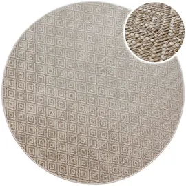 WECON HOME Teppich WECON HOME "Miami Beach", sand beige, H:5mm Ø:160cm, Polypropylen, Teppiche, Teppich, In- & Outdoor Teppich, wetterfest, modernes Rauten Muster, Balkon